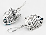 Blue Turquoise Rhodium Over Sterling Silver Turtle Earrings