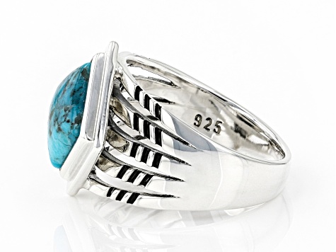 Turquoise Rhodium Over Sterling Silver Ring