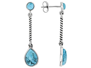 Turquoise Rhodium Over Sterling Silver Earrings