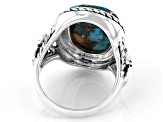 Blended Turquoise and Spiny Oyster Shell Rhodium Over Silver Ring