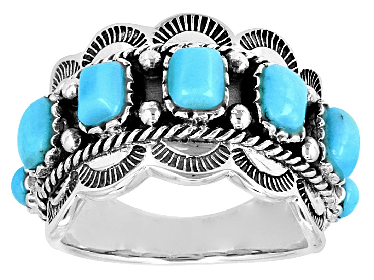 Blue Arizona Turquoise Sterling Silver Ring 5x4mm & 3mm