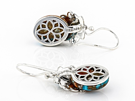 Blended Shell and Turquoise Rhodium Over Silver Earrings