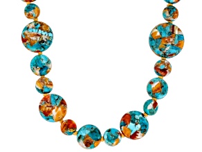 Blended Turquoise and Spiny Oyster Shell Bead Strand Necklace