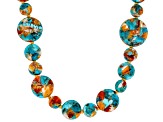 Blended Turquoise and Spiny Oyster Shell Bead Strand Necklace