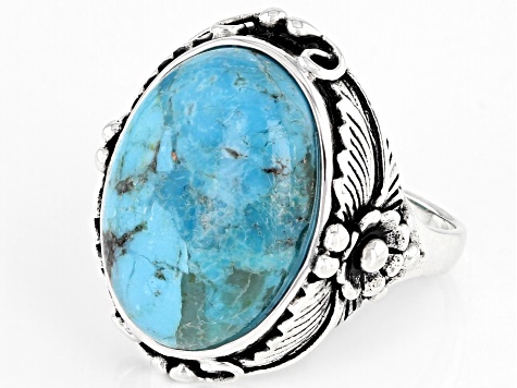 Turquoise Rhodium Over Sterling Silver Ring - SWE2839 | JTV.com
