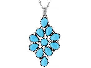 Sleeping Beauty Turquoise Rhodium Over Silver Pendant with 18" Chain