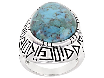 Picture of Free Form Turquoise Rhodium Over Sterling Silver Ring