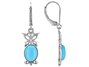 Sleeping Beauty Turquoise with Butterfly Detailing Rhodium Over Sterling Silver Earrings