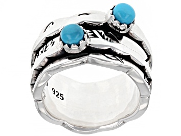 Picture of Blue Sleeping Beauty Turquoise Rhodium Over Silver Spinner Ring