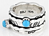 Blue Sleeping Beauty Turquoise Rhodium Over Silver Spinner Ring