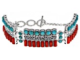 Blue Turquoise and Red Sponge Coral Station Bracelet