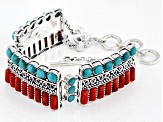 Blue Turquoise and Red Sponge Coral Station Bracelet