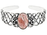 Pink Rhodochrosite Rhodium Over Sterling Silver Cuff