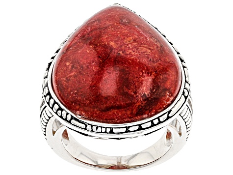 Coral Rhodium Over Sterling Silver Solitaire Ring - SWE2936 | JTV.com