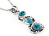 Blue Turquoise Rhodium Over Silver 3-Stone Snake Enhancer with 18" Chain