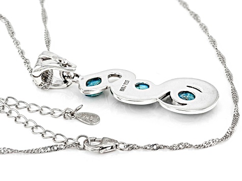 Blue Turquoise Rhodium Over Silver 3-Stone Snake Enhancer with 18" Chain