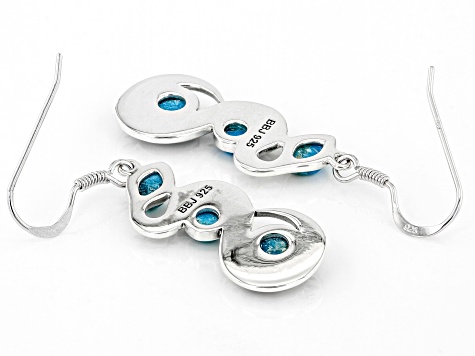 Blue Turquoise Rhodium Over Silver 3-Stone Snake Earrings