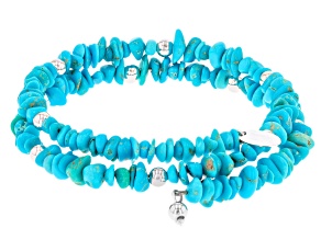 Blue Sleeping Beauty Turquoise Sterling Silver Wrap Bracelet