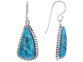 Blue Fancy Shape Turquoise Rhodium Over Sterling Silver Earrings