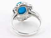Blue Sleeping Beauty Turquoise Rhodium Over Sterling Silver Floral Design Ring