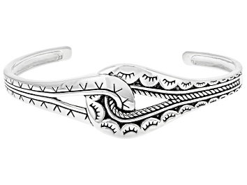 Picture of Oxidized Rhodium Over Sterling Silver Knot Cuff Bracelet