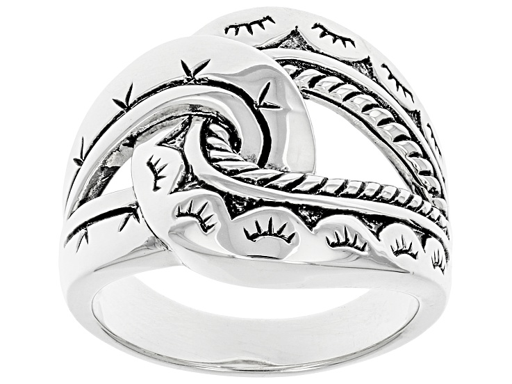 Oxidized Rhodium Over Sterling Silver Knot Ring