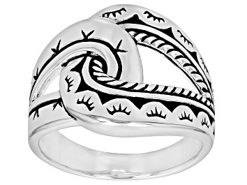 Picture of Oxidized Rhodium Over Sterling Silver Knot Ring