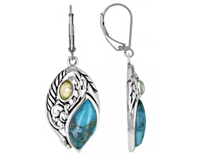 Turquoise Rhodium Over Sterling Silver Dangle Earrings