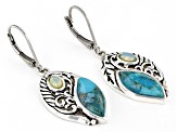 Turquoise Rhodium Over Sterling Silver Dangle Earrings