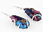 Blended Turquoise and Purple Spiny Oyster Shell Rhodium Over Silver Earrings