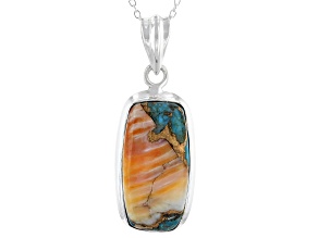 Blended Spiny Oyster Shell and Turquoise Sterling Silver Pendant with Chain