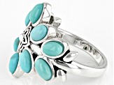 Blue Turquoise Rhodium over Sterling Silver Ring