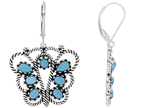 Sleeping Beauty Turquoise Lever Back Earring in Sterling Silver, For Women  Gift