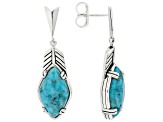Blue Turquoise Rhodium Over Sterling Silver Earrings