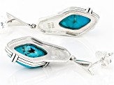 Blue Turquoise Rhodium Over Sterling Silver Earrings