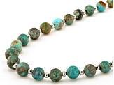 Multicolor Turquoise Rhodium Over Sterling Silver Bead Necklace 5-7mm