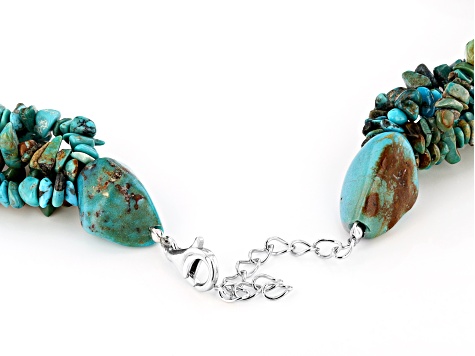 Turquoise 2024 Faceted Glass Claw Set Bib Necklace