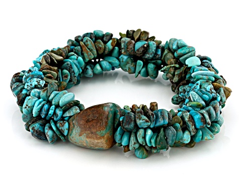 Green Turquoise Nugget, Chips, and Beaded  Statement Bracelet