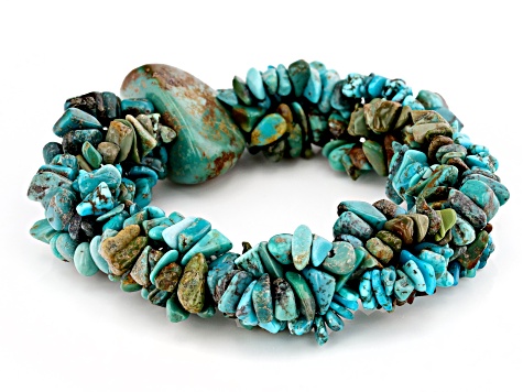 Green Turquoise Nugget, Chips, and Beaded  Statement Bracelet