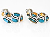 Blended Turquoise and Spiny Oyster Shell Rhodium Over Silver Earrings