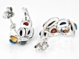 Blended Turquoise and Spiny Oyster Shell Rhodium Over Silver Earrings