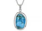 Blue Turquoise Rhodium over Sterling Silver Pendant with Chain