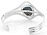 Blended Turquoise and Spiny Oyster Shell Rhodium Over Silver Cuff Bracelet