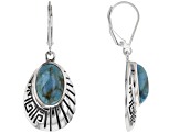 Blue Turquoise Rhodium Over Sterling Silver Dangle Earrings