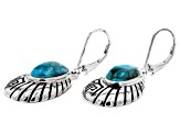 Blue Turquoise Rhodium Over Sterling Silver Dangle Earrings