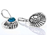 Blue Turquoise Rhodium Over Sterling Silver Dangle Earrings