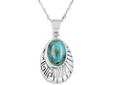 Blue Turquoise Rhodium Over Sterling Silver Enhancer with Chain