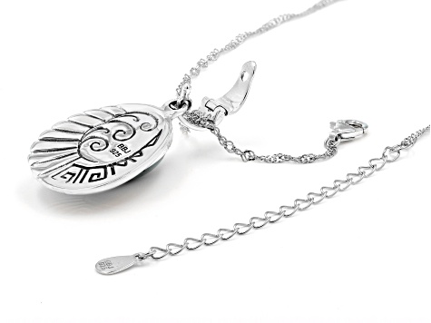 Blue Turquoise Rhodium Over Sterling Silver Enhancer with Chain