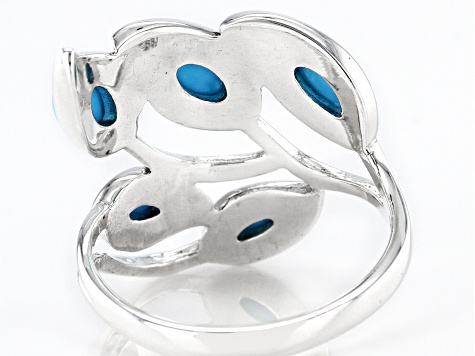 Blue Sleeping Beauty Turquoise Rhodium Over Sterling Silver Ring