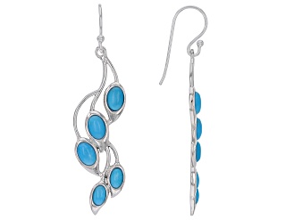 Blue Sleeping Beauty Turquoise Rhodium Over Sterling Silver Earrings